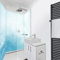 WANDFREUDE individuelle Duschrückwand Aluverbundplatte auf Maß (3 Stück - Hellblaues Aquarell - Premium Brillant Lack) – Dusche Wandverkleidung Duschwandverkleidung Duschrückwände
