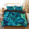 MIQEBX Tropical Feuille Housse de Couette Parure de Lit en Microfibre Motif Feuilles de Palmier Vertes Housse de Couette avec Fermeture Éclair + 2 Taies d'oreiller 50x75 cm (Feuilles, 220x240cm)