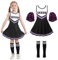 Cheerleader Kostüm Kinder Cheerleading Uniform Kleid Cheerleadering Outfit Mädchen mit Pompoms Socken Halloween Weihnachten Karneval Prinzessin Geburtstag Party Verkleidung Kinder，Black 121
