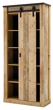 Büromöbel Set in Holz Used Wood hell und schwarz/anthrazit mit Aktenschrank und Schreibtisch Büro Möbel komplett Einrichtung mit Stauraumschrank Stove