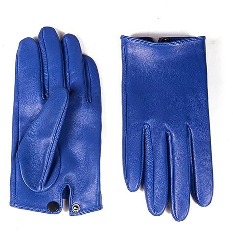 WILsem Ungefütterte Handschuhe für Herren, echtes Leder, kurz, für Autofahren, Fäustlinge, männlich, blau