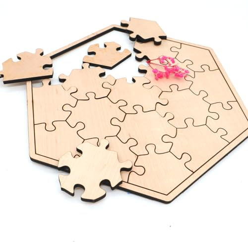 Holzpuzzle, unbehandeltes blanko Puzzle zum selbst bemalen, rohe Puzzle Teile, kreativ gestalten, pädagogisch wertvoll, 19 Teile ab 3+ Plus