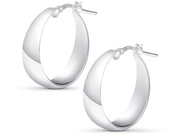 Amberta Damen 925 Sterling Silber Dicke Ohrringe: Silber Dicke Ohrringe 20 mm