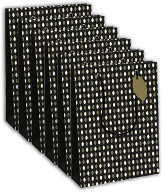 Clairefontaine 32490-2Cpack - Packung 6 Geschenktasche - Tüte Excellia, Format L (26,5x14x33 cm), 210g, geeignet für Geschenke, Elegant Schwarz - Gold - Weiß, 1 Pack
