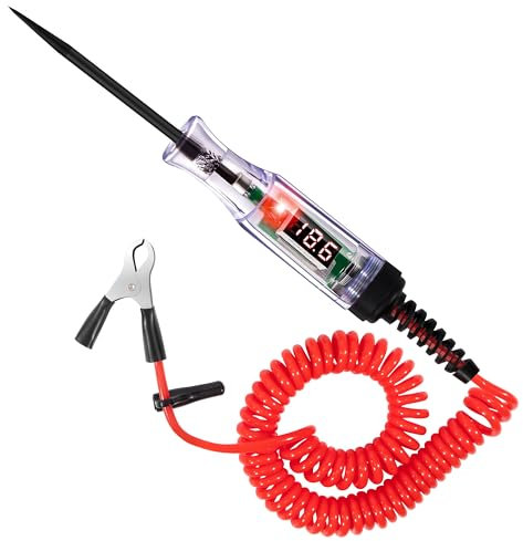Tester del Circuito di Tensione 3-48V Penna di Tester per Circuiti Auto con Voltmetro Clip a Coccodrillo Indicatore Luminoso per Riparazione Auto