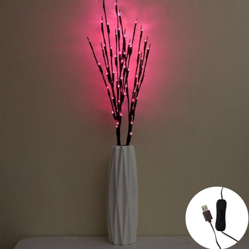 Ulalaza 30.3'' 6 Branches 120 LED Bulbs Twig Lamp USB Operated LED Lighted Willow Branches Vase Fillers Use for Christmas Home Party Decoration Indoor Outdoor