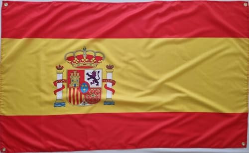 Bandera de España, reforzada con 4 ojales, 150cm x 90 cm (España) Ideal Balcones MateyCo