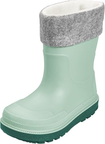 Playshoes Regenstiefel mit Futter (Herausnehmbar) Unisex Kinder Gummistiefel, Grün Socke, 23 EU