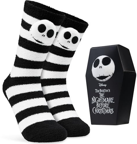 Disney Damen Kuschelsocken, warme Antirutschsocken - Geschenke für Frauen (Schwarzer Jack Skellington)