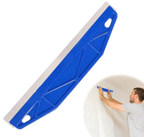 Paint Trim Guard Paint Wallpaper Scraper, 12 inch Multi-Purpose Straight Edge Painters Tool Stainless Steel Paint Shield for Cutting in Paint Guide Measurement Precision Decorating Repairing (Blue)