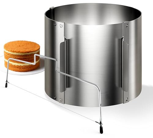 4smile 2 Teile Torten-Zubehör Set mit Tortenring verstellbar hoch 15 cm + Tortenschneider, Edelstahl Backzubehör, funktionales Backset zum Backen und für die Tortenzubereitung