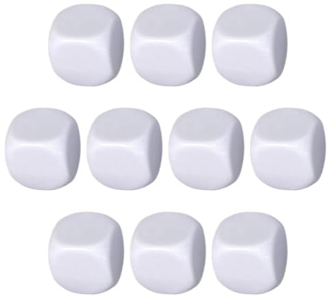 Blanko-Würfel, Blanko-Würfel, 10 Stück, weiß, rund, aus Acryl – Handwerkliches Spielzeug auf sechs Seiten zum Schreiben auf -Würfeln, zum Malen, für Kunst und A