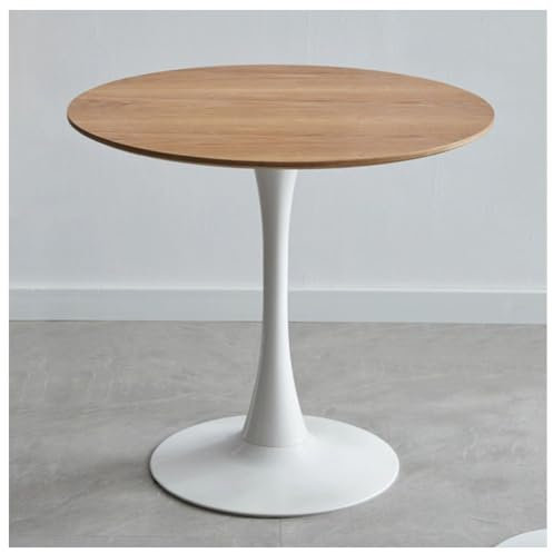 JHAISMAO Natürlich Holz Esstisch Rund MDF Couchtisch Mit Tulpenfuß Aus Metall Klein Küche Esszimmertisch Für Büro Kleiner Couchtisch Für 2-4(Size:60cm)