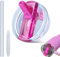 40oz Leakproof Lids for Stanley Cup - Tumbler Detachable Flip Straw Lid,Lids Replacement for Stanley Cups,Travel Cup Accessories,Set with Cover,Straw,Non Spill Lid, Detachable Tool（Rose-1PCS）
