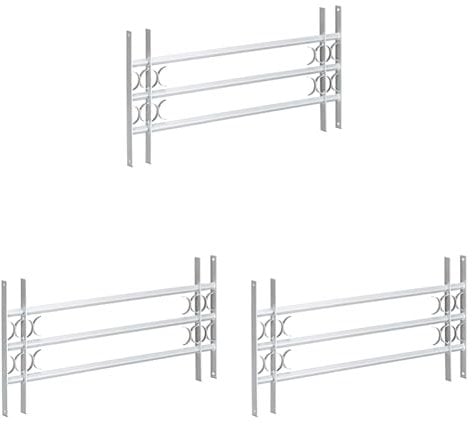 Relaxdays Grate per Finestre Antiscasso, 450x1000-1500 mm, Estensibili, Acciaio Robusto, Inferriate di Sicurezza, Grigio (Confezione da 3)