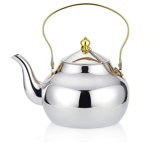 1,2 Liter Teekanne Mit Siebeinsatz, Edelstahl Teekanne, Thermoskanne Mit Teesieb, Stainless Steel Tea Pot, Wasserkessel Induktion, Aufheizbar Teebereiter Für Kaffeekanne Familienhotelrestaurants(Gold)
