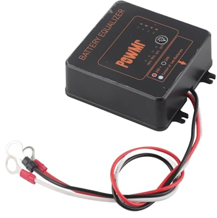 FTVOGUE Équilibreur de Batterie, Chargeur égaliseur Noir 24 V 2 X 12 V pour Système Solaire avec Connexion Inversée et Arrêt Basse Tension