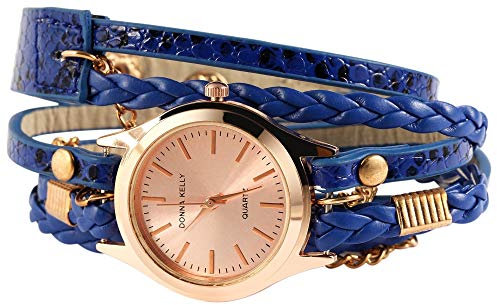 Donna Kelly Damenuhr mit Lederimitation-Wickelarmband