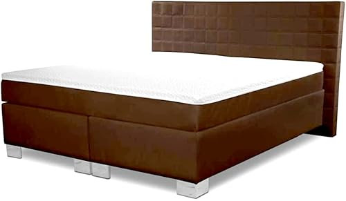 Charlottes Möbelkaufhaus Boxspringbett Rom II 120x200 cm Kunstleder Braun. Individuelle Ausstattung Härtegrad Matratze und Topper 120 x 200 Einzelbett