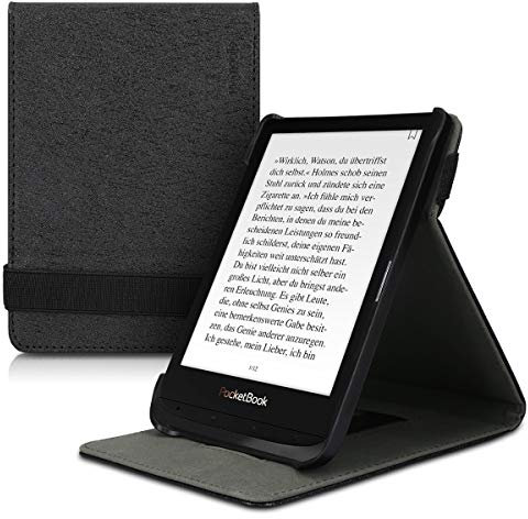kwmobile Étui pour liseuse électronique Compatible avec Pocketbook Touch Lux 4/5/Touch HD 3/Color (2020)/ Vivlio Lux 5 - Étui Housse Rabat liseuse Simili Cuir Noir