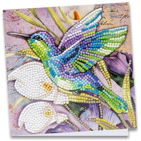 Ideen mit Herz Diamond-Painting-Grußkarte | 16 cm x 16 cm | 370 g/m² | Inkl. Umschlag & Werkzeug (Kolibri 3)