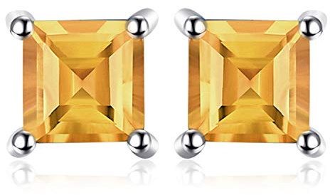 JewelryPalace: Quadratische 0.6 ct Citrin-Ohrstecker, 925er Sterlingsilber, Gelb, Ohrringe, Damen, Silber, Ohrschmuck