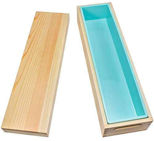 Hepgodin Seifenformen aus Holz für die Seifenherstellung - 2,3 kg Rechteckige Silikon-Seifen-Kastenformen mit Abdeckung und 3 Löchern