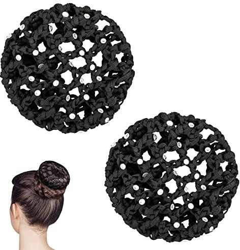 Net for Hair,Haarnetze Frisuren,Haarnetz 2 Stück,Hair Net,Haarnetze,Dutt Netz Haarnetz,Ballet Bun Net,Kristall Haarnetz,Ballet Hair Net,Dutt Ballett Mädchen,Dutt Glitzer,Duttnetze (Mit Strass)