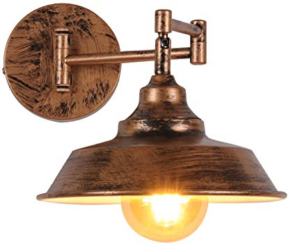 AIRTWESD Wandleuchte mit Schwenkarm E27 Wandlampen mit Gelenkarm Industrielle Vintage Metall Wandbeleuchtung Alte Rustikale Retro Nachttischlampen (No Bulb)