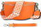 Blade Bauchtasche Damen Echtleder, stylische Gürteltasche Damen mit 2 gemusterten und Leder abnehmbaren & verstellbaren Breiten Gürteln, Crossbody Bag Damen, Hochwertige Tasche für Frauen-ORANGE