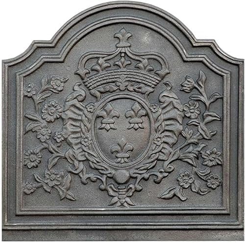 LUNA WAY CAST IRON - Piastra in Ghisa per Camino Decorata GIGLIO REALE | Immagazzina Calore | Protezione Focolare | Piastre Refrattarie | 50 x 50 cm, Sp. 2 cm, 100% Ghisa