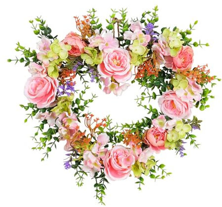 Valentines Day Wreath Heart Shaped Wreath for Front Door Valentines Door Wreath for Front Door Indoor Outdoor Wedding Anniversary Party Home Wall Window Festival Decoration