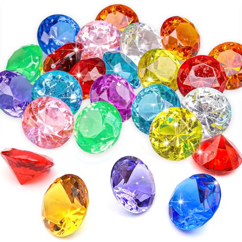 30 Stück Edelsteine für Kinder, 30mm Diamanten Kinder, Acryl Diamanten Deko Bunt, Groß Spiel Diamanten für Aquarium Dekoration, Strand Schatzsuche, Hochzeiten, Vasen, Kunsthandwerke Deko