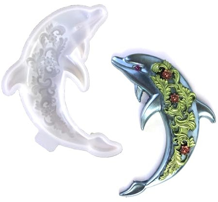 Große Silikonformen aus Ton, Delfin, Wanddekoration, zum Aufhängen, Fenster, Haus, Harzform, 3D, handgefertigt, Gipsform, Anhänger aus Gips