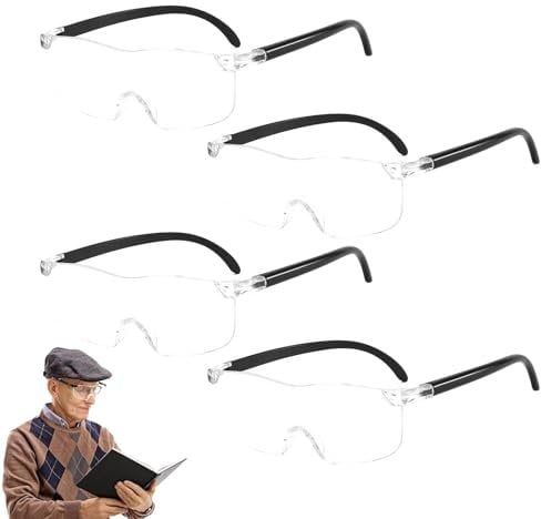 4 Stück Lupenbrille,Vergrößerungsbrille,Brillenlupe,Lese Lupenbrille,300%, 500%, 800%, 1000%,Anti-Blaulicht,Geeignet für Fernarbeit,Lesen,Nähen,Basteln,Reparaturen und Ältere Menschen