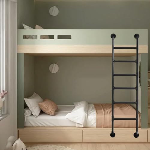 Hochbettleiter mit Wandhalterung, 100 cm bis 3 m, Keller, Dachboden, Feuerleiter, praktischer Eingang, 134,6 cm