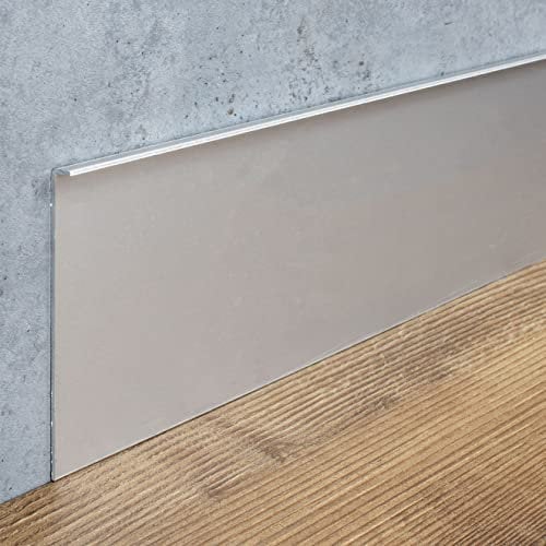 PROVISTON - Plinthe à coller - autocollante - aluminium anodisé - argenté - hauteur : 100 mm - largeur : 11 mm - longueur : 2500 mm - plinthe - plinthe - plinthe