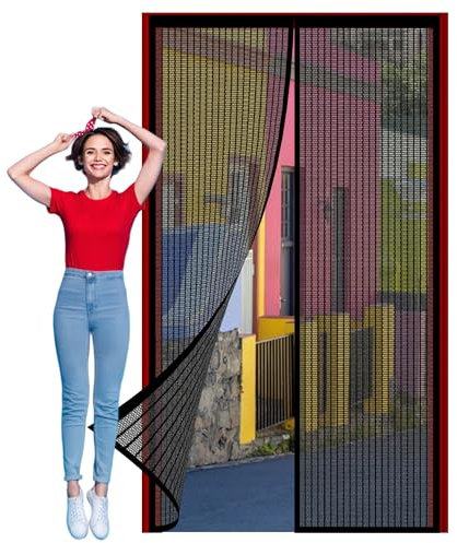 Moustiquaire Fenetre Magnetique sur Mesure 240 x 200 cm Porte Rideau Couloirs Patio Fermeture Automatique Installation Facile pour Porte Exterieur, Balcons, Caves, Noir