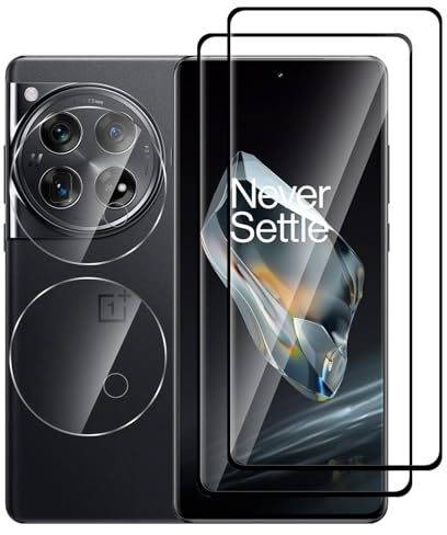 Pcircb [2+2 Pièces Verre Trempé Compatible avec OnePlus 12 5G vitre protection, 2pcs protection écran et 2pcs Caméra Arrière Protecteur, 9H Dureté, HD, Sans Bulles