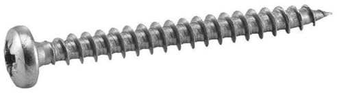 100 Vis pour Bois Aggloméré Tête Cylindrique Pozidriv 5 x 40 mm - Inox A2 - D-Work