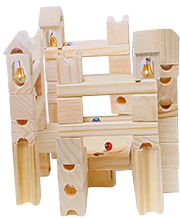 KTUXZCI Wooden Marble Blocks Playset Safe And Durable Encourages Kids To for Creative Side Marbles Travel Through Specially Designed Maze With Slanting Holes And Channels Within