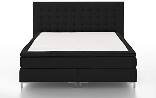 Atlantic Home Collection Boxspringbett ANNI, 140x200 cm, inklusive Topper (Härtegrad H3), schwarz