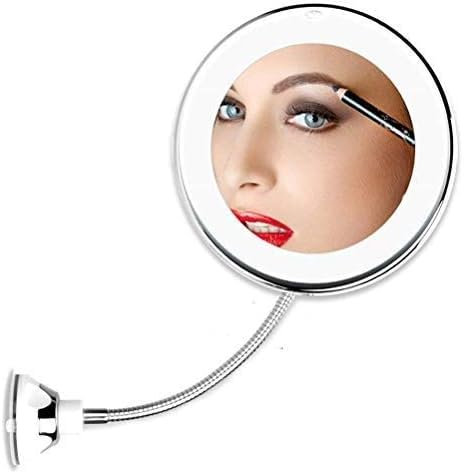 Deeabo Schwanenhals-Schminkspiegel, 10-fache Vergrößerung, Make-up-Spiegel mit LED-Licht, Kosmetikspiegel, 360 Grad drehbar, Schönheitsspiegel für Tisch, Badezimmer, Reisen, verstellbar, flexibel,