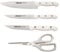 Arcos Juego Cuchillos Cocina cuchillo blanco cuchillos | cuchillos cocina Maitre | 4 piezas | Chef 215 mm, Cocina 150 mm, Verduras 100 mm Tijera cocina (Blanco)