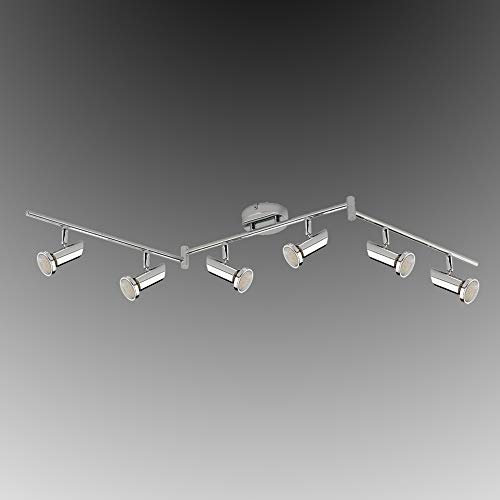 Trango 6-flammig 2000-068SD LED Deckenleuchte *MIA* in Chrom-Optik inkl. 6x 5 W 3-Stufen dimmbaren GU10 LED Leuchtmittel Deckenlampe, Deckenstrahler, Deckenspots, Wohnzimmer Lampe schwenkbar drehbar