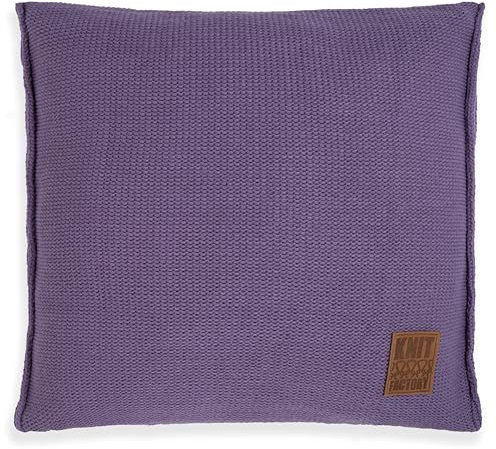 KNIT FACTORY - Uni Zierkissen - Quadratische Sofa Kissen - Violett - Gestrickter Dekokissen - Couchkissen - 50x50 cm - Kissenbezug mit Füllung und Bezug