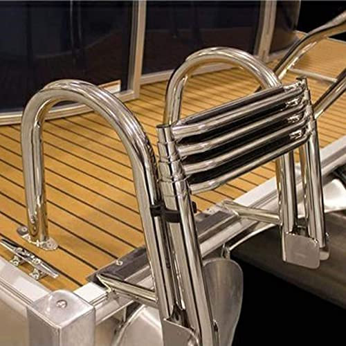 Badeleiter Teleskopisch Boot Poolleiter, Badeleiter Boot Poolleiter Edelstahl-Bootsleiter Innenborder 4-Stufen-Leiter, Klappbare Ponton-Bootsleiter Für Marine Yacht Swimming Pool Dock