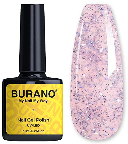 BURANO Glitter UV-Nagellack Mit Holografischem Effekt - Shimmer Nagelgel, Einweichen Erforderlich, Kein Chip Polish (LP10)