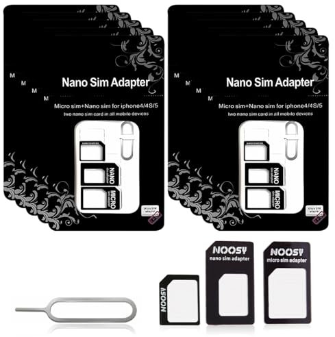 PSOWQ Paquete de 10 bandejas para Tarjetas de Acero Pin de expulsión 4 en 1 Juego de Herramientas de conversión de SIM estándar Adaptador SIM/Adaptador Micro SIM/Adaptador a Micro