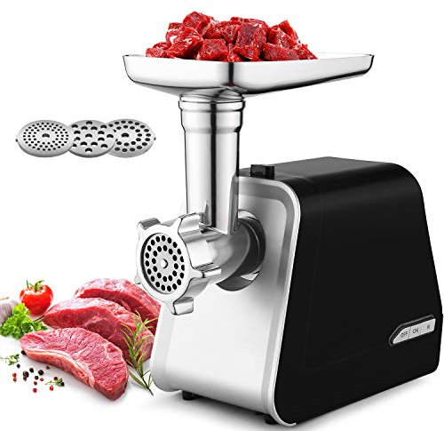 COOCHEER Tritacarne Professionale Macchina per Salsicce Professionale con 3 Diverso accessori per il taglio, 2000W